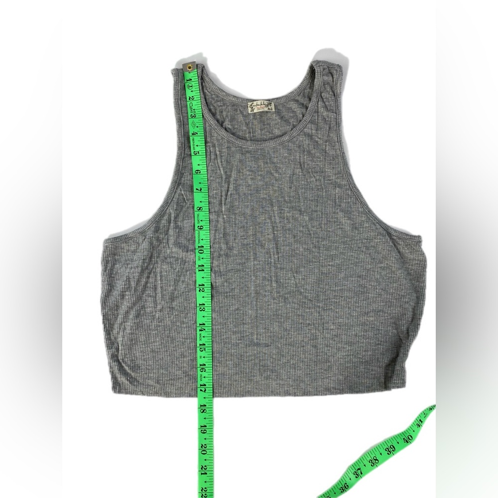 Free People High Neck Ribbed Crop Top Tank Top Heather Gray  NWT XL - Picture 6 of 10